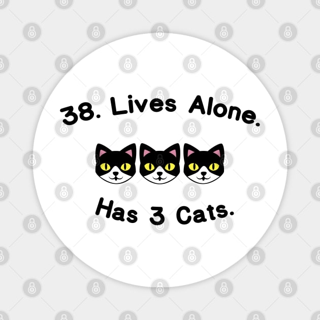 Impractical Jokers 38. Lives Alone. Has 3 Cats Magnet by RoserinArt